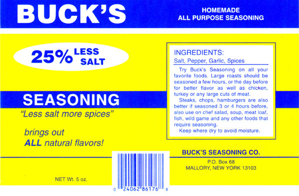 Buck's Less Salt Seasoning